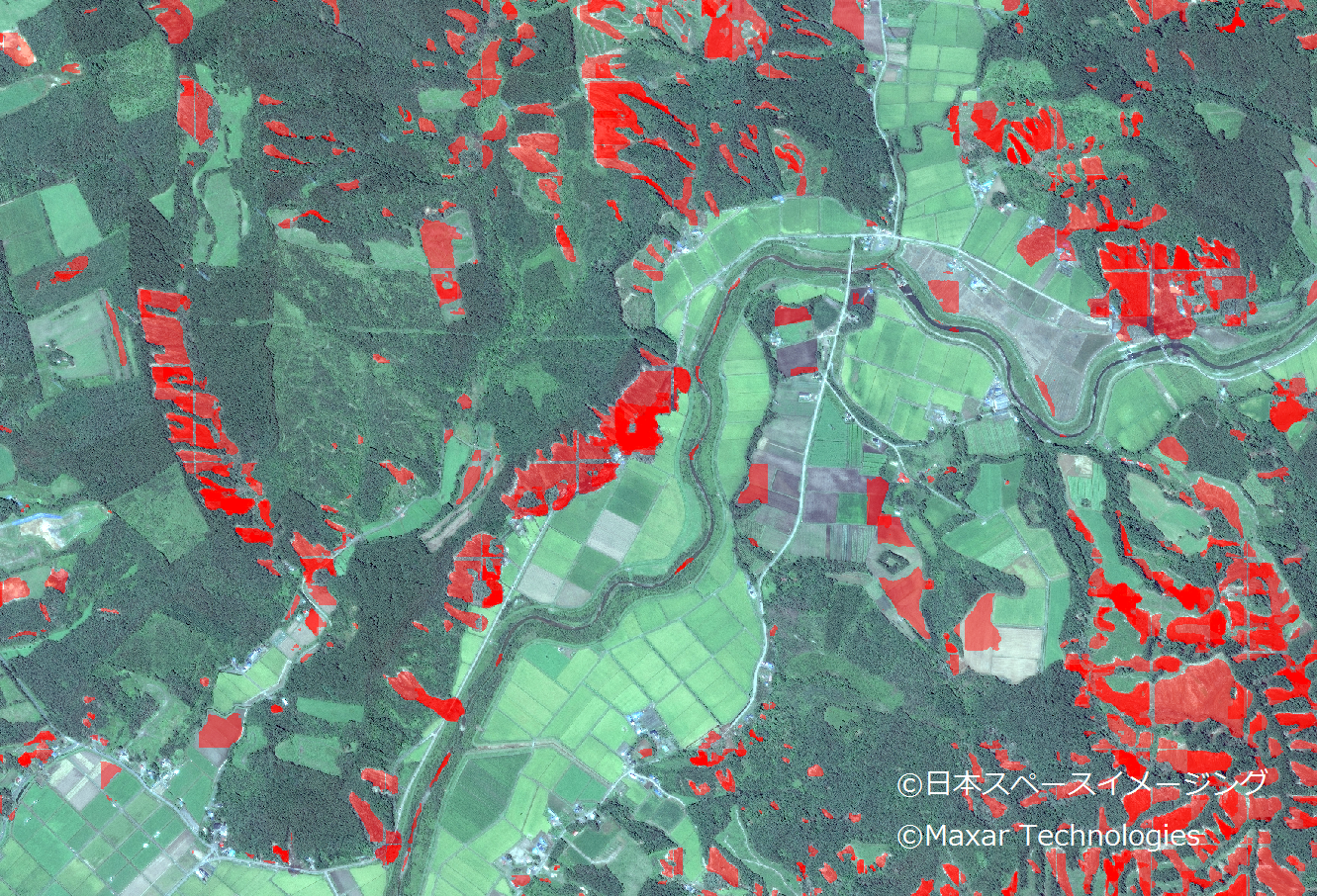 背景図：©Maxar Technologies　抽出：©日本スペースイメージング