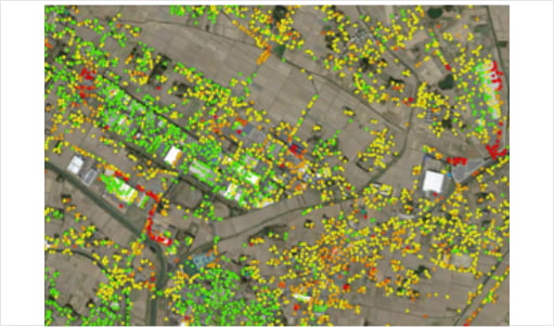 複数のSAR衛星画像データを用いた地表面変位量の推定